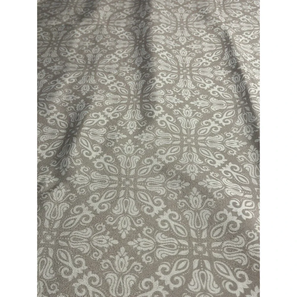 Laura Ashley Beige Tan & White Paisley Floral Tablecloth 58” x 81”